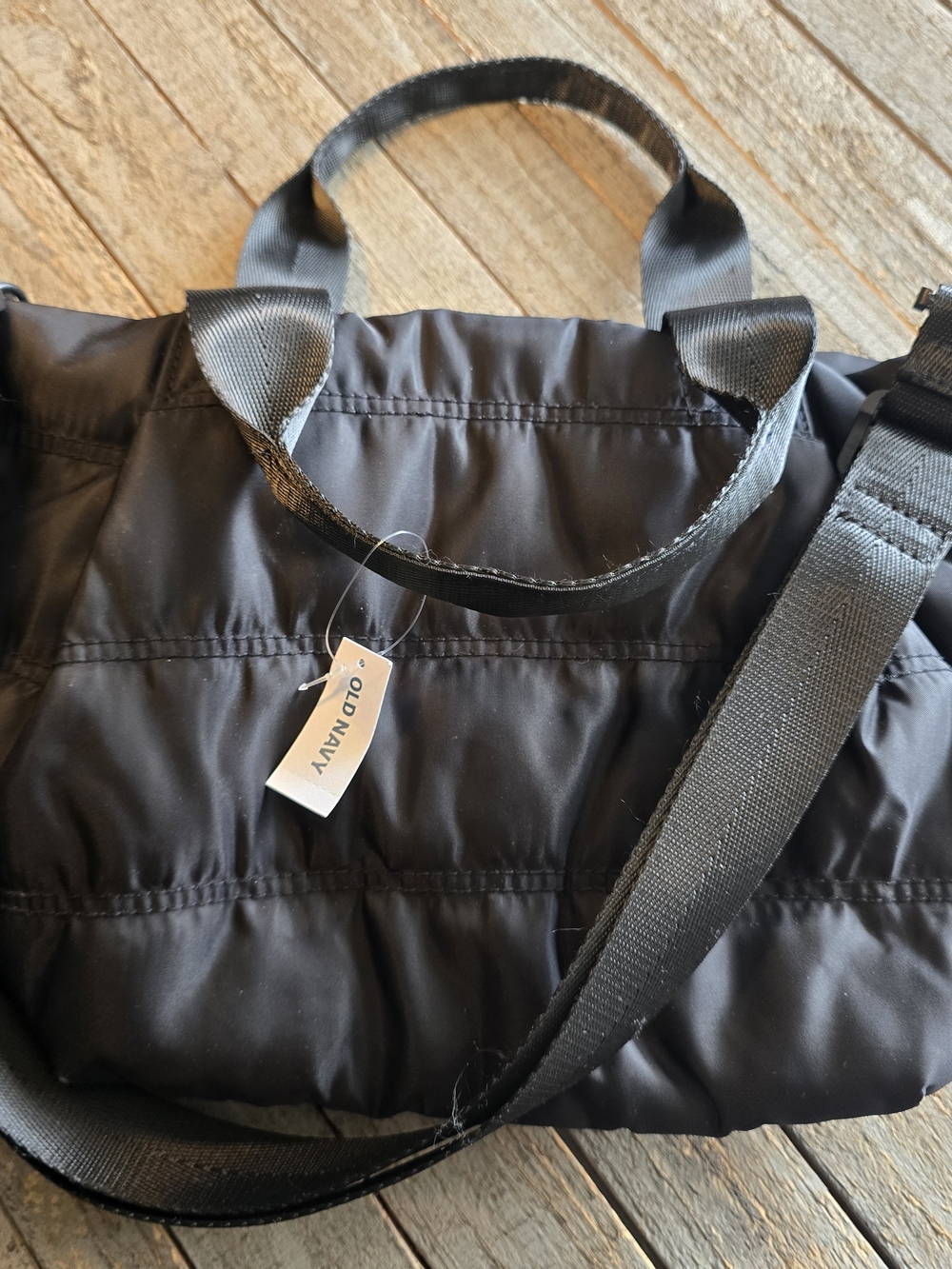 OLD NAVY Black Quilted Lil' Puff Active Tote